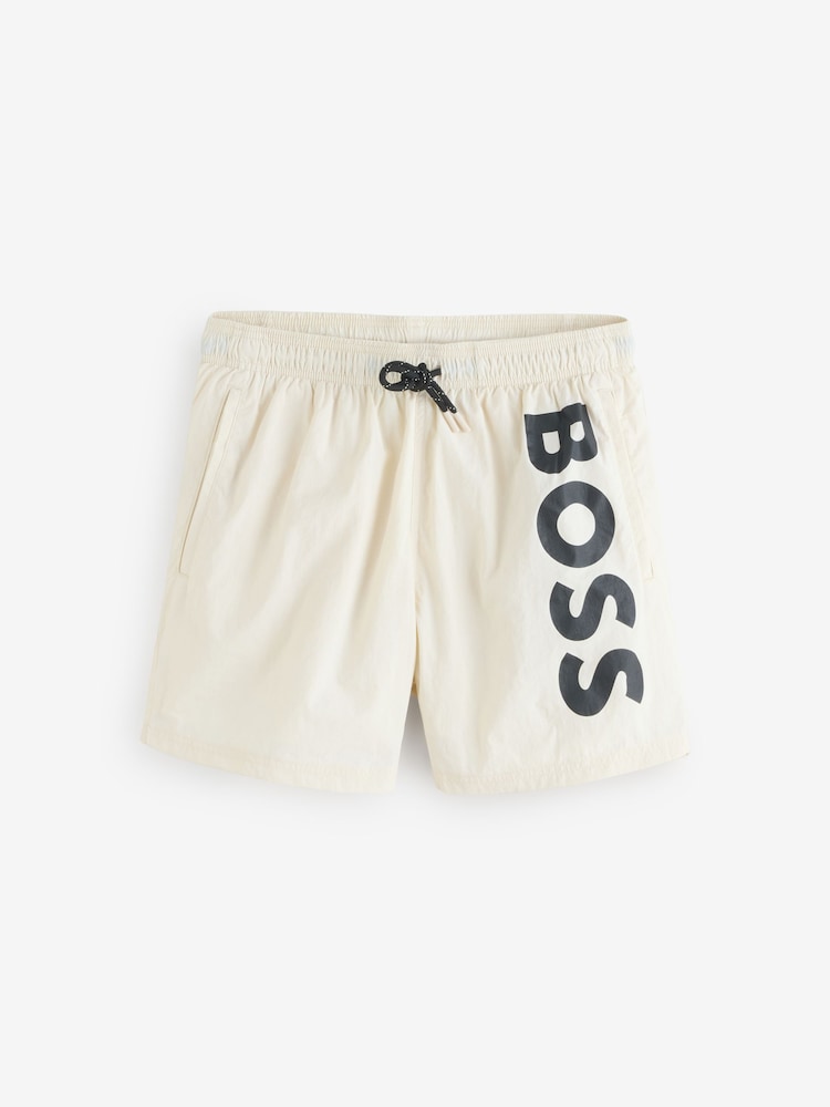 BOSS White Octopus Logo Swim Shorts - Image 1 of 3