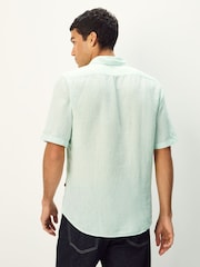 Azul - BOSS Regular Fit Short Sleeve 100% Linen Shirt - Imagen 2 de 4
