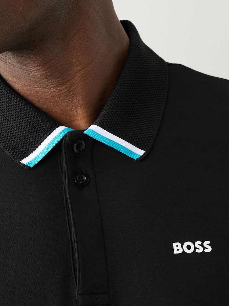 BOSS Black Regular-Fit Paddy Hidden Placket Polo Shirt - Image 4 of 4 BOSS Black Regular-Fit Paddy Hidden Placket Polo Shirt - Image 4 of 4
