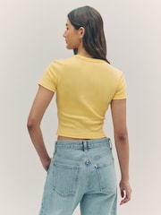 HUGO Yellow Baby Logo Cropped 100% Cotton T-Shirt - Image 2 of 4