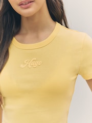 HUGO Yellow Baby Logo Cropped 100% Cotton T-Shirt - Image 3 of 4