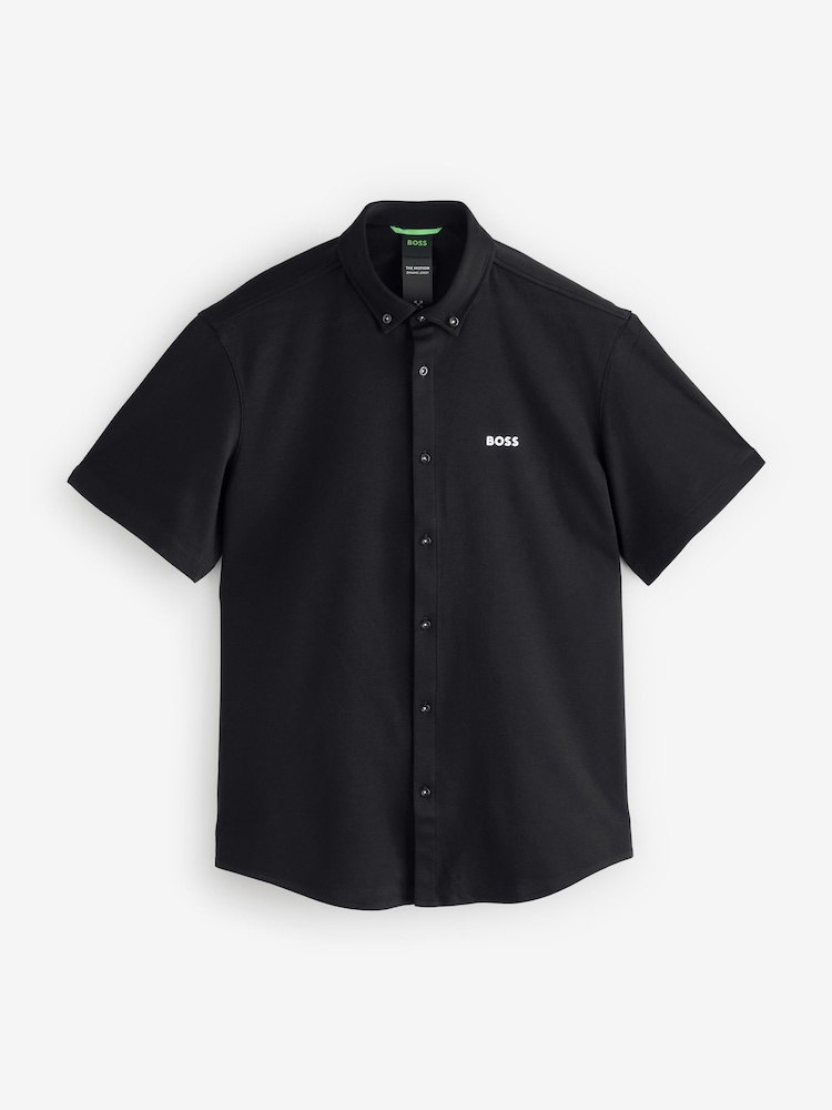 Черный - BOSS Regular Fit Short Sleeve Shirt - Изображение 4 из 4