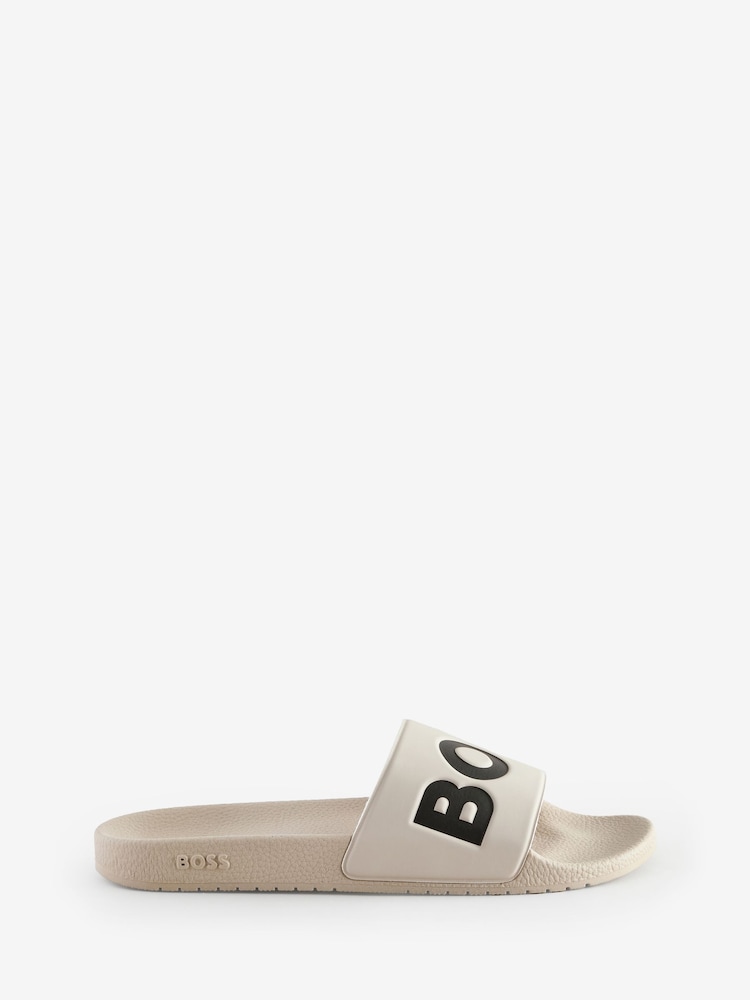 BOSS Cream Large Logo Sliders - Image 1 of 4