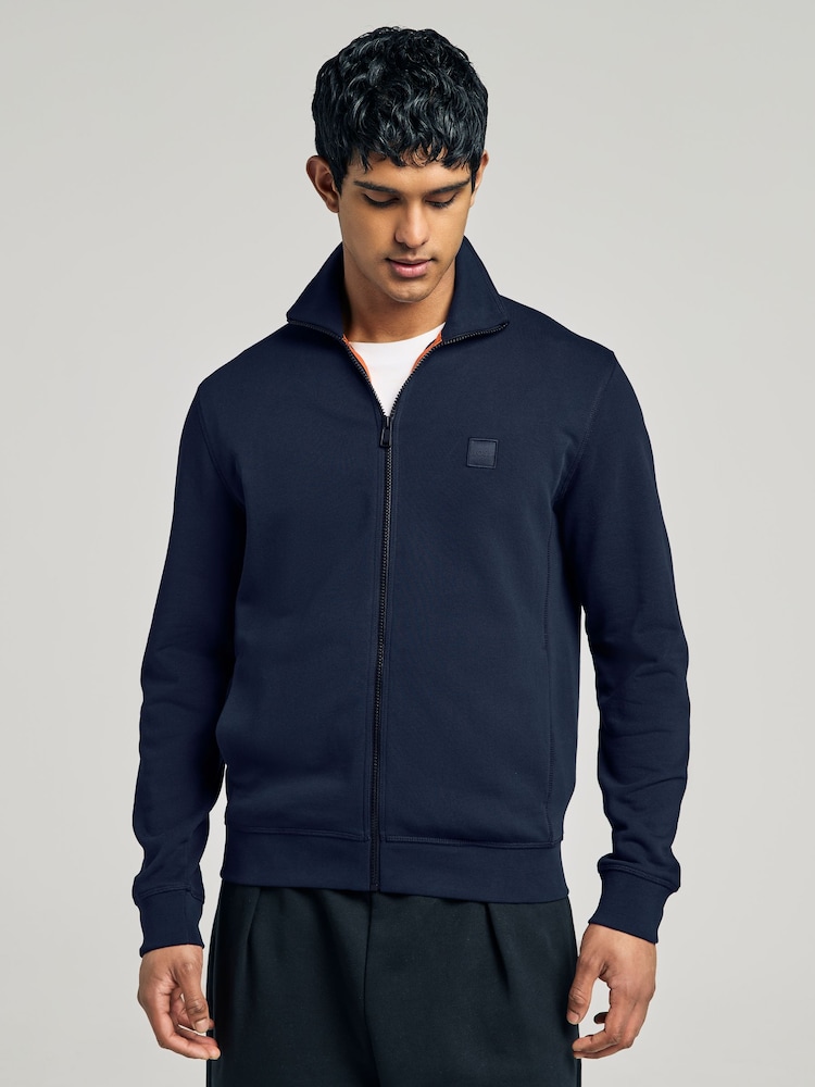 BOSS Blue Relaxed-Fit Box Logo 100% Cotton Sweatshirt - Image 1 of 4
