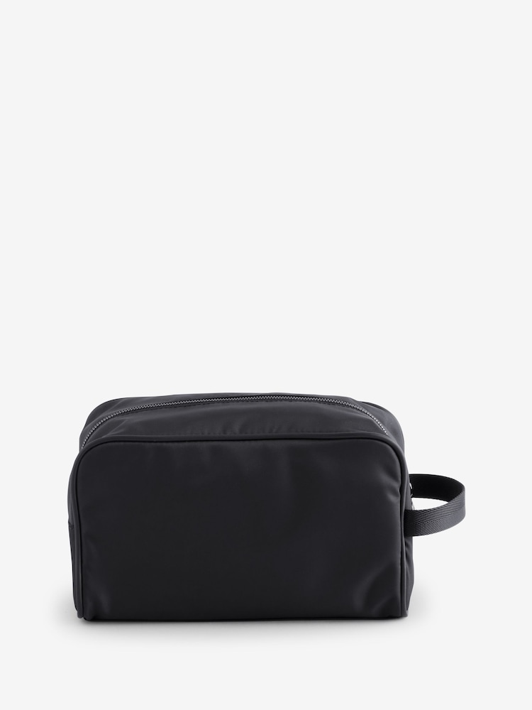 HUGO Black Metal Stacked Logo Washbag - Image 2 of 5