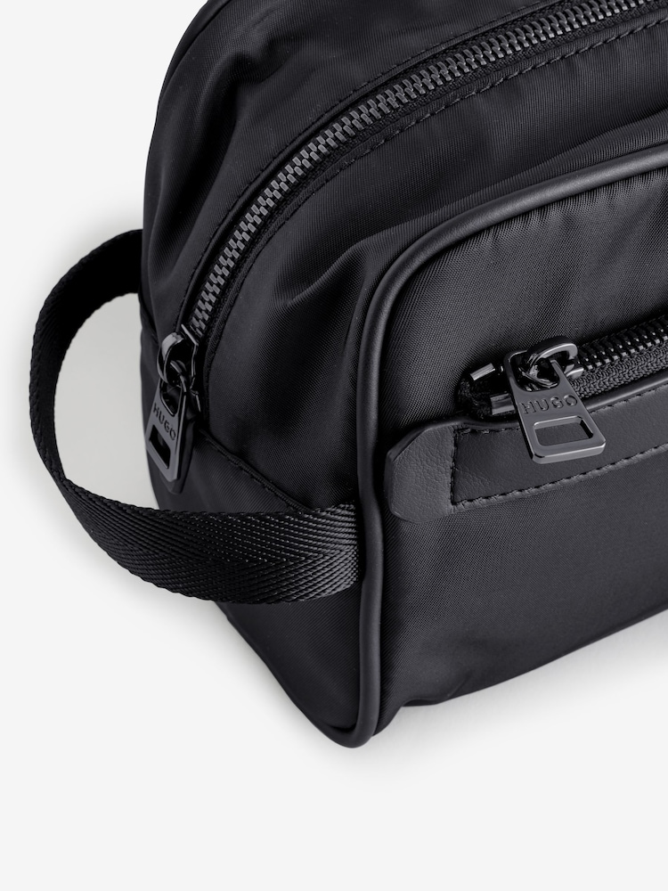 HUGO Black Metal Stacked Logo Washbag - Image 5 of 5