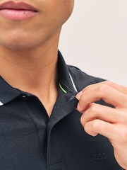 BOSS Navy Regular Fit Golf 100% Cotton Paddy Contrast Detail Polo Shirt - Image 4 of 5