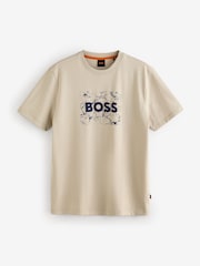 Marrón - BOSS Regular Fit Graphic 100% Cotton T-Shirt - Imagen 5 de 5
