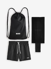 BOSS Black Swim Shorts And Towel Set - Image 1 of 4