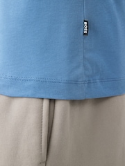 BOSS Blue Regular Fit Thompson Logo 100% Cotton T-Shirt - Image 3 of 4