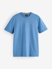 BOSS Blue Regular Fit Thompson Logo 100% Cotton T-Shirt - Image 4 of 4