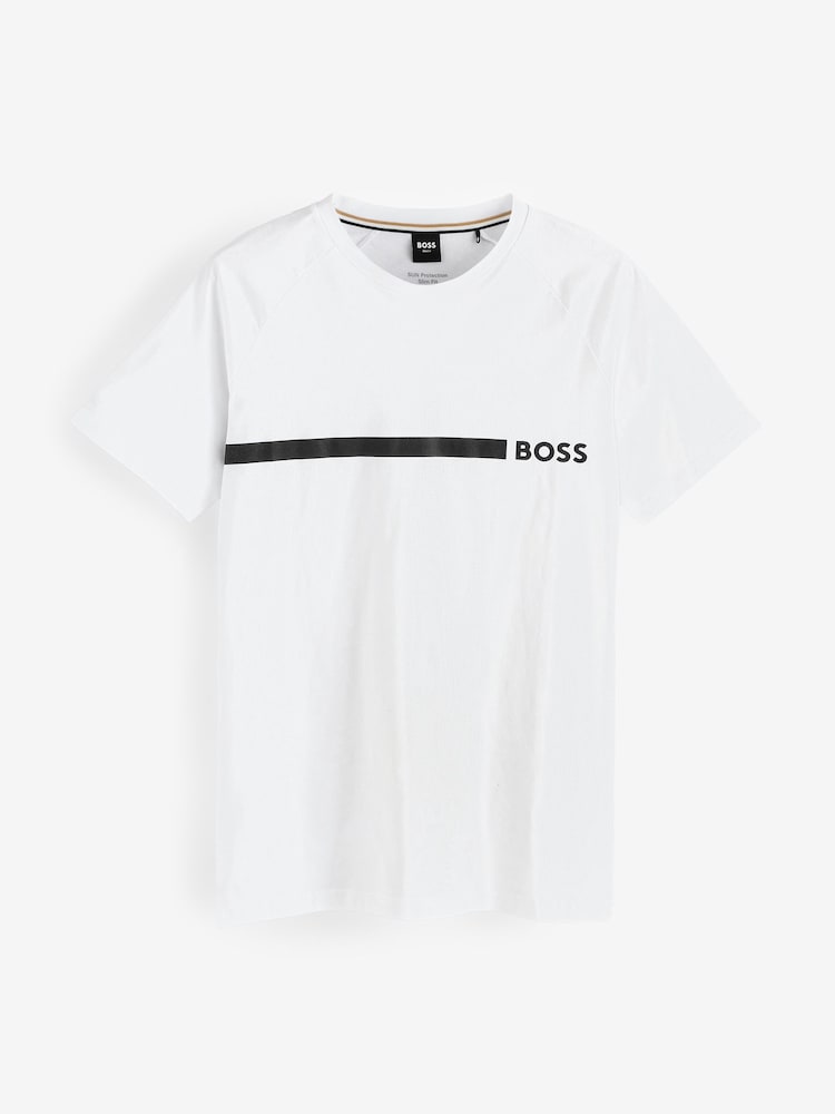 Белый - Зауженная футболка из 100% хлопка с логотипом BOSS - Image 4 of 4