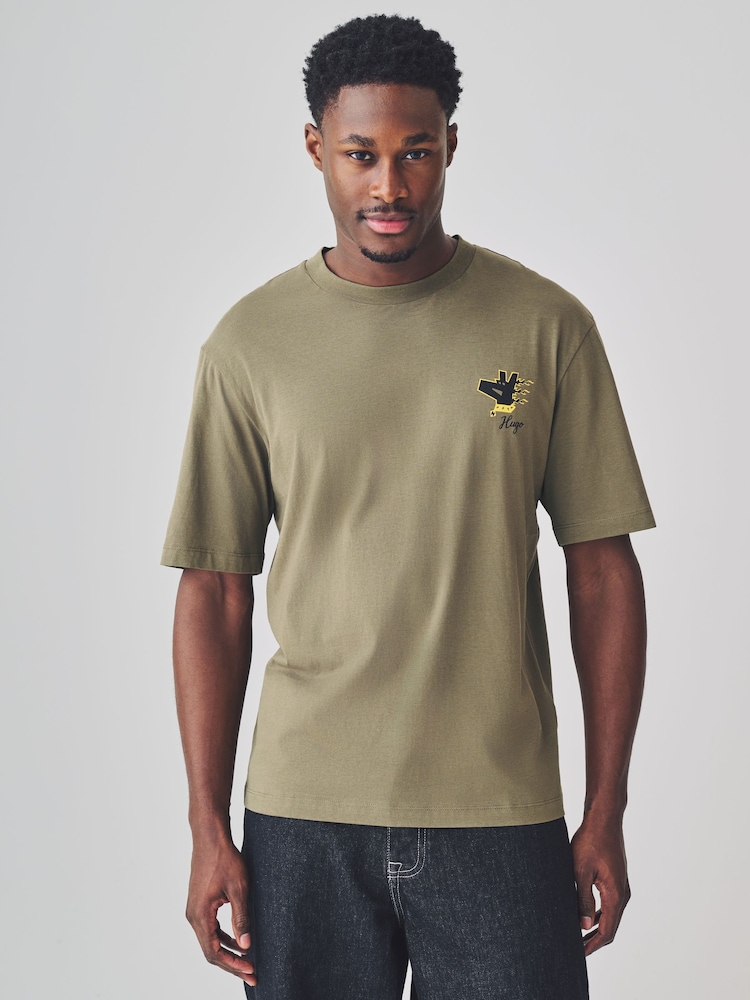 HUGO Green Small Dog Logo 100% Cotton T-Shirt - Image 1 of 8