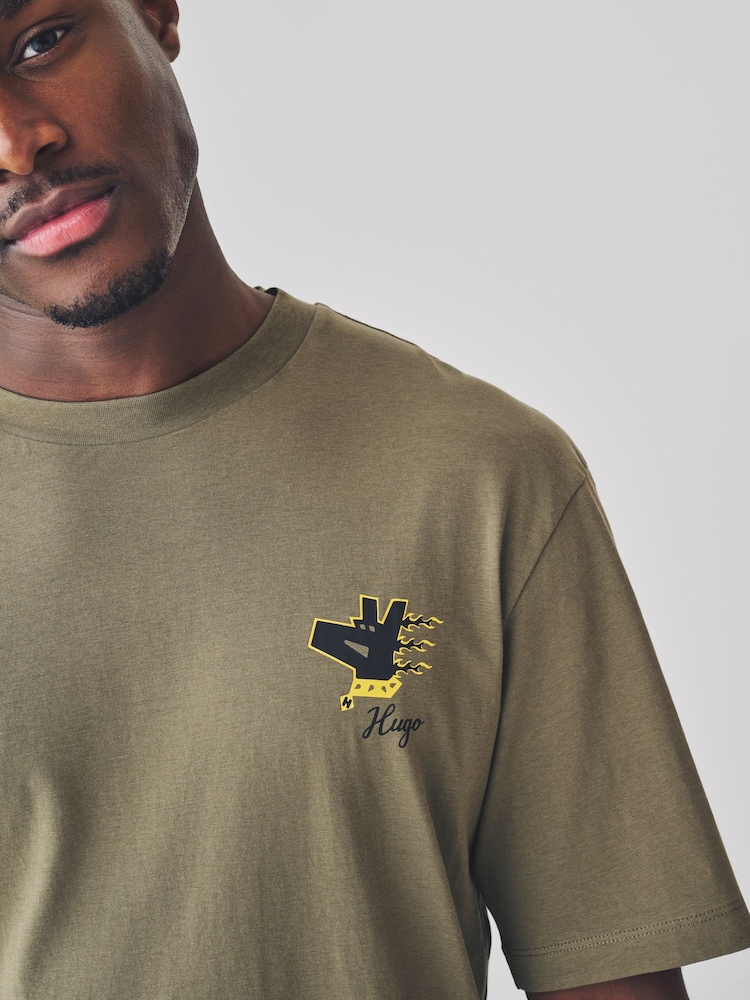 HUGO Green Small Dog Logo 100% Cotton T-Shirt - Image 6 of 8