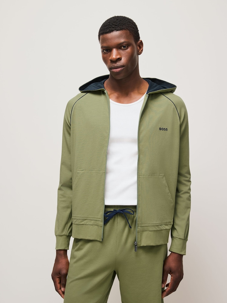 BOSS Green Regular Fit Zip Through Hooded Jacket - Image 1 of 4