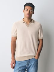 BOSS Beige Trophy Neck Polo Shirt - Image 1 of 5