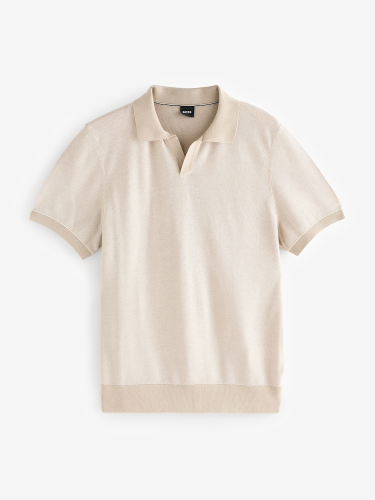 BOSS Beige Trophy Neck Polo Shirt - Image 5 of 5