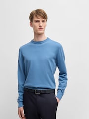 BOSS Blue Asac Regular-Fit Logo Jumper - Image 1 of 1