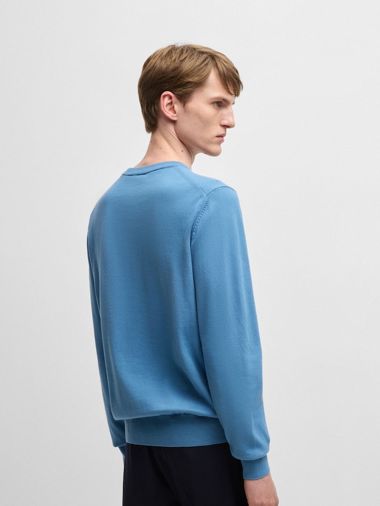BOSS Blue Asac Regular-Fit Logo Jumper - Image 2 of 5