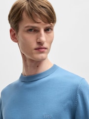 BOSS Blue Asac Regular-Fit Logo Jumper - Image 4 of 5