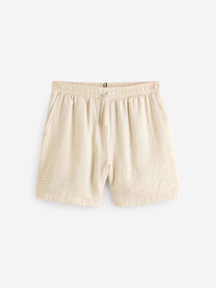 BOSS Cream Logo Swim Shorts - Image 1 of 1