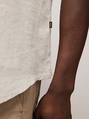 BOSS Beige Regular Fit Short Sleeve 100% Linen Shirt - Image 5 of 6