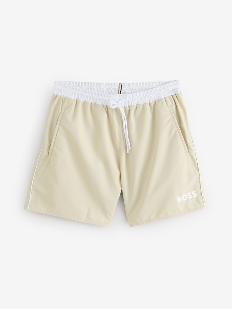 BOSS Natural Mooneye Logo Swim Shorts - Image 1 of 6