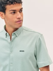Зелений - BOSS Regular Fit Short Sleeve Shirt - Image 3 of 4