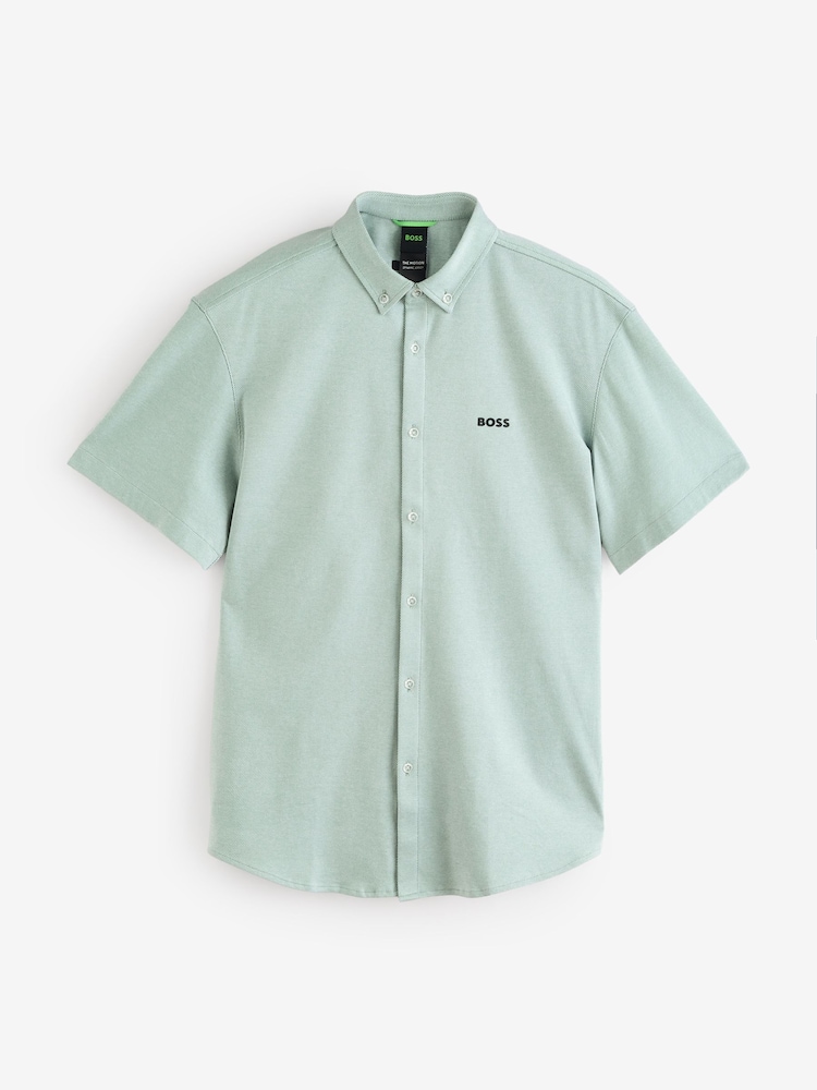 Зелений - BOSS Regular Fit Short Sleeve Shirt - Image 4 of 4