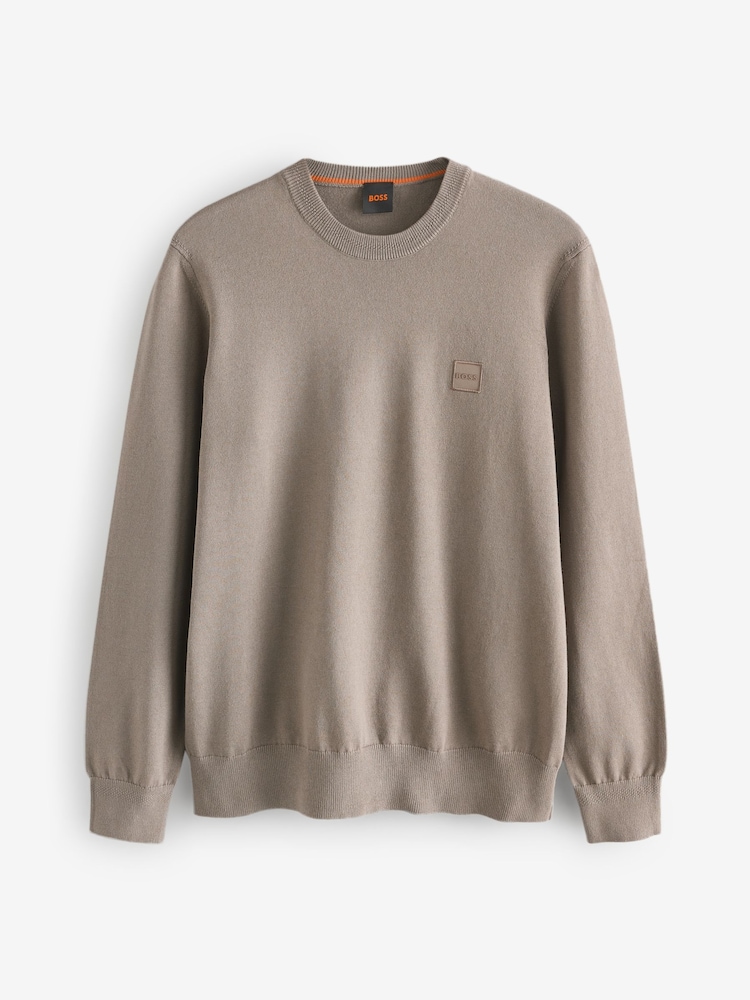 BOSS Brown Regular-Fit Kanovano Box Logo Jumper - Image 1 of 1