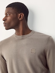BOSS Brown Kanovano Crew Neck Logo Sweat Top - Image 3 of 4