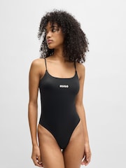 HUGO Black Logo Squareneck Swimsuit - Image 1 of 5