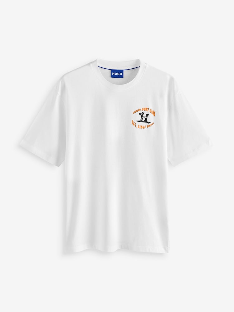 HUGO White Small Dog Logo 100% Cotton T-Shirt - Image 1 of 1
