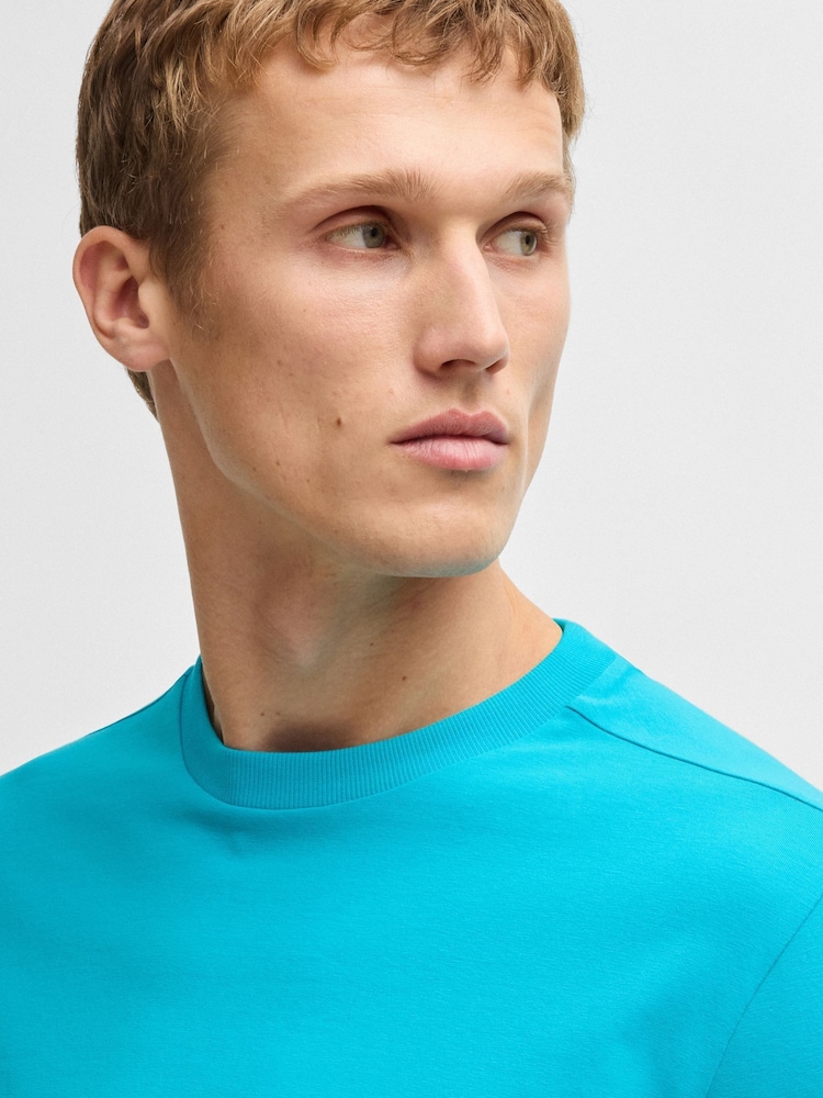 BOSS Blue Chrome Regular Fit Logo T-Shirt - Image 4 of 7