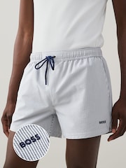 BOSS Blue Stripe Swim Shorts - Image 1 of 9