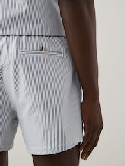 BOSS Blue Stripe Swim Shorts - Image 5 of 9