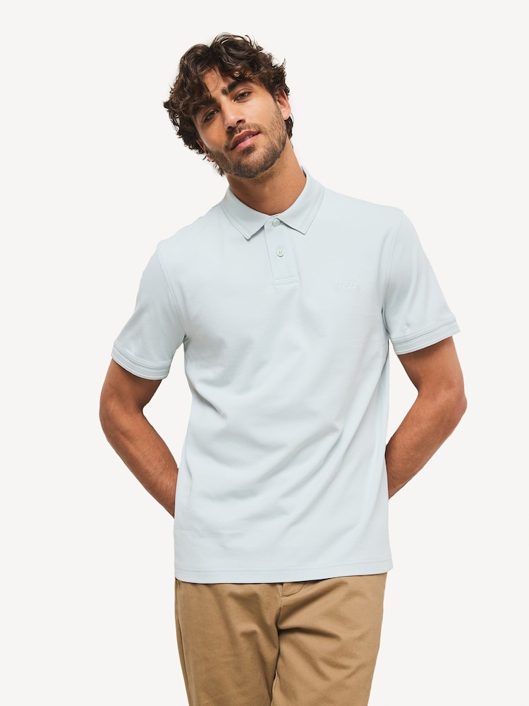 BOSS Blue Regular Fit Logo 100% Cotton Polo Shirt - Image 1 of 4