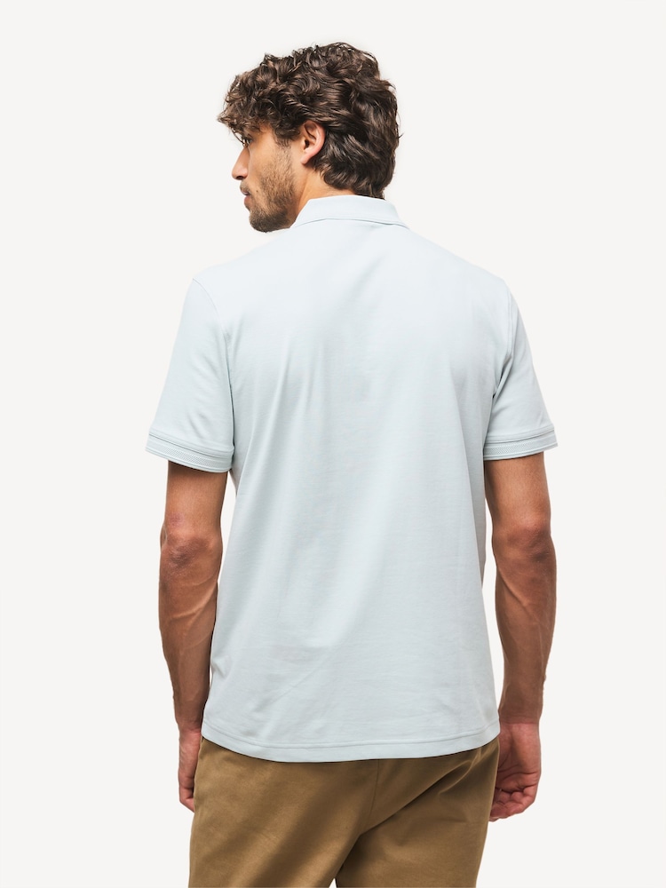 BOSS Blue Regular Fit Logo 100% Cotton Polo Shirt - Image 2 of 4