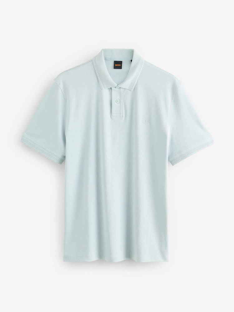BOSS Blue Regular Fit Logo 100% Cotton Polo Shirt - Image 4 of 4