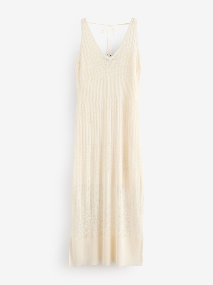 BOSS White Knitted Crochet Summer Maxi Dress - Image 1 of 1