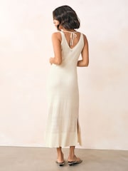 BOSS White Knitted Crochet Summer Maxi Dress - Image 2 of 5