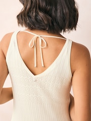 BOSS White Knitted Crochet Summer Maxi Dress - Image 4 of 5