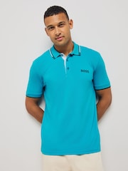 BOSS Blue Paddy Pro Tipped Collar Polo Shirt - Image 1 of 7
