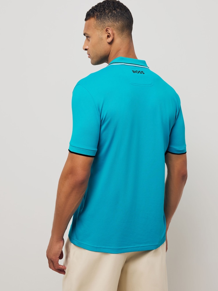 BOSS Blue Paddy Pro Tipped Collar Polo Shirt - Image 2 of 7