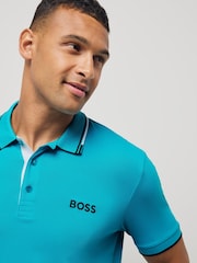 BOSS Blue Paddy Pro Tipped Collar Polo Shirt - Image 3 of 7
