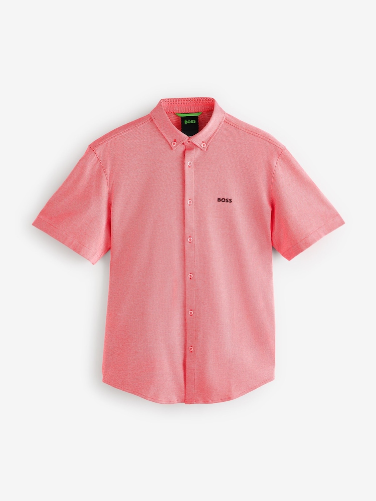 BOSS Pink Regular Fit Paddy Tipped Collar 100% Cotton Polo Shirt - Image 1 of 1