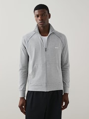 BOSS Grey Regular Fit Zip Through Jacket - Image 1 of 4