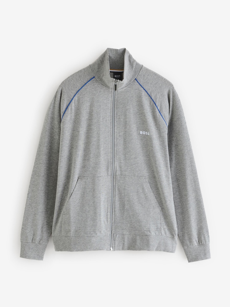 BOSS Grey Regular Fit Zip Through Jacket - Image 4 of 4