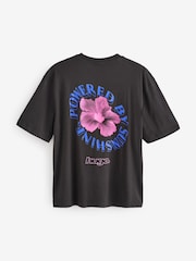 HUGO Black 100% Cotton Smiley Face Logo T-Shirt - Image 2 of 2