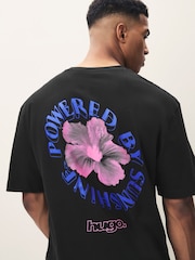 HUGO Black 100% Cotton Smiley Face Logo T-Shirt - Image 4 of 7
